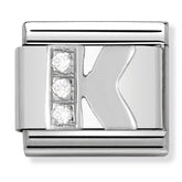 Nomination Composable Classic Link 330301/11 Letter K with CZ in 925 Silver